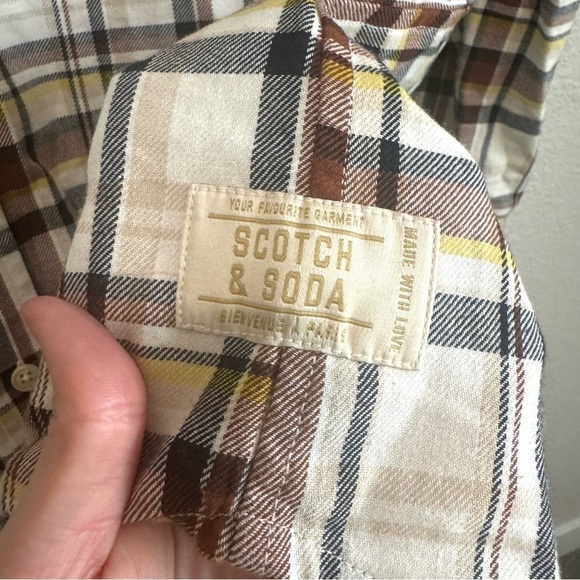 Scotch & Soda Men's Medium Regular Fit Long Sleeve Shirt in Worker Style Plaid - Picture 8 of 11